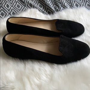 Zara black classic loafer flats 1/2 inch heel